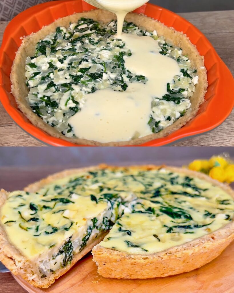 Savory Oat Crust Spinach and Cheese Tart finished dish