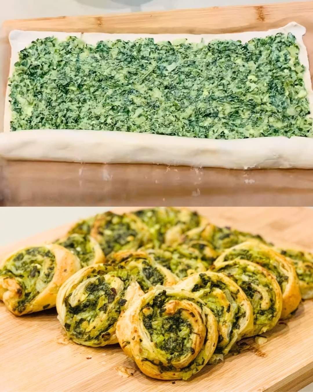 Spinach and Cheese Puff Pastry Pinwheels