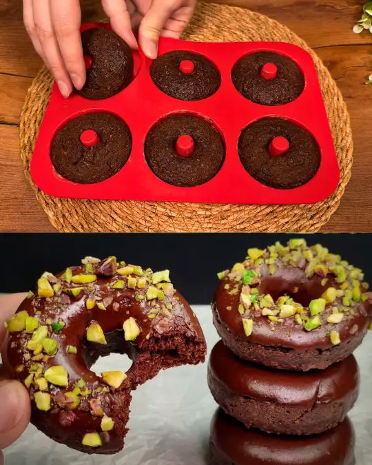 Healthy Oatmeal Donuts with Dark Chocolate and Pistachio