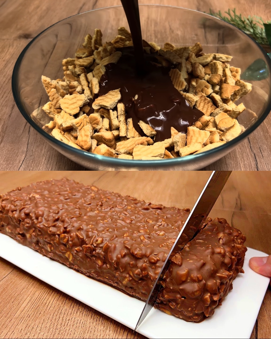 Chocolate Biscuit Cake with Roasted Peanuts
