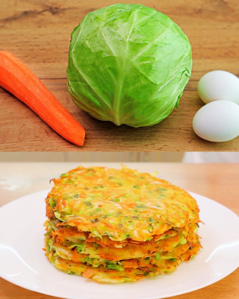Cabbage and Carrot Pancakes with Greek Yogurt Sauce