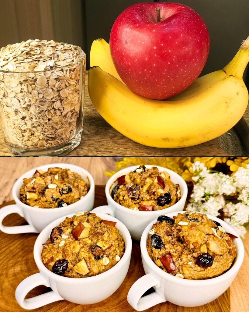 Sugar-Free Oatmeal Mug Cakes with Apples and Walnuts finished dish
