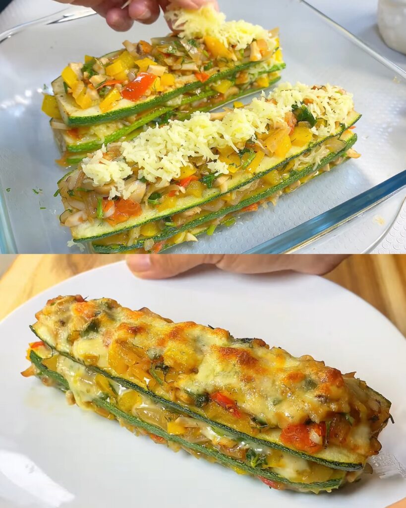 Stuffed Zucchini Stacks finished dish