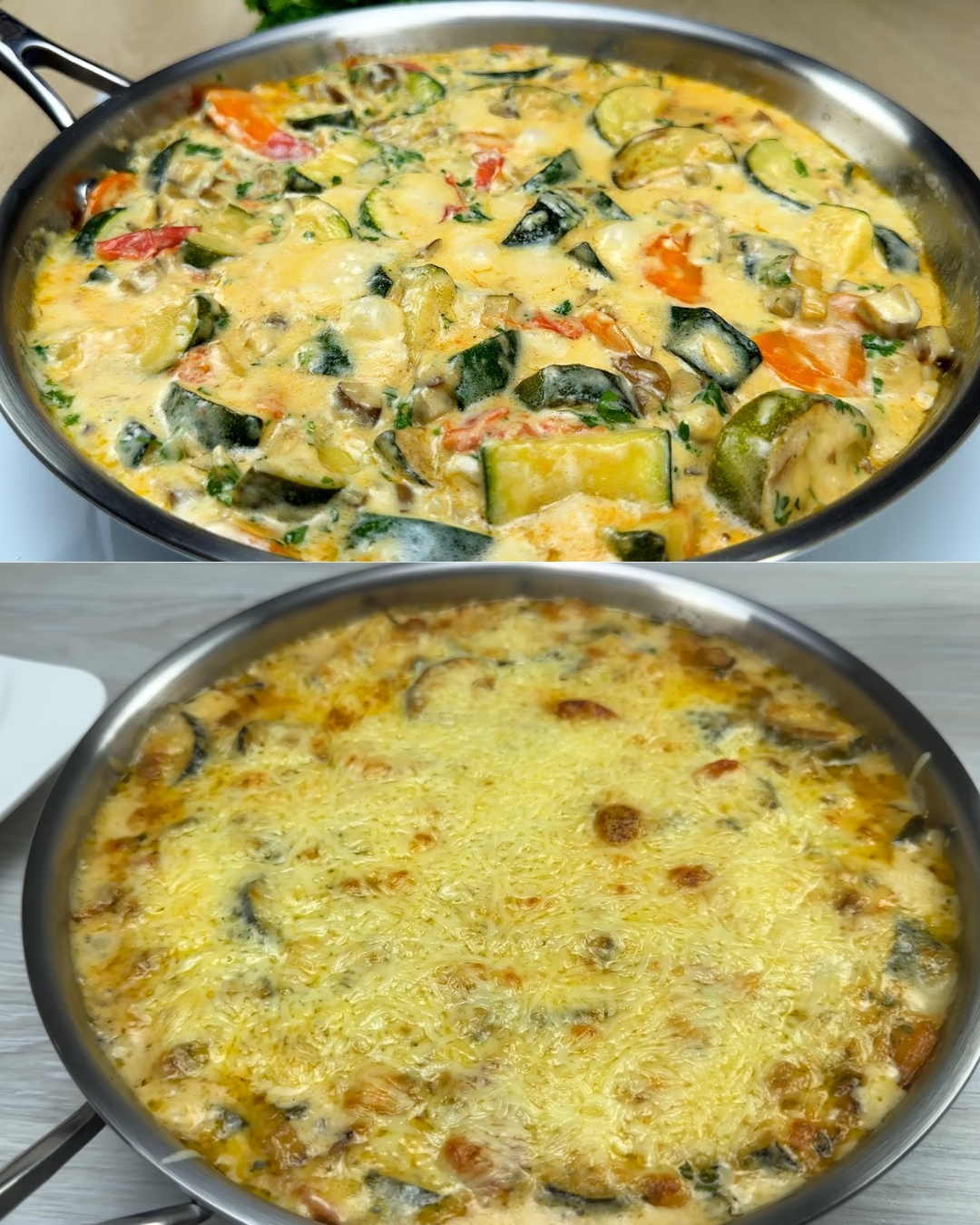 Savory Zucchini and Mushroom Bake with Creamy Cheese Sauce