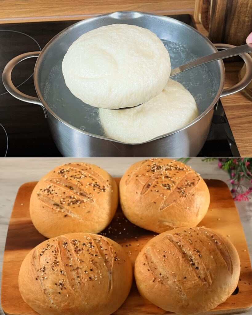 Rustic Boiled Bread Balls with Sesame Seed Topping finished dish