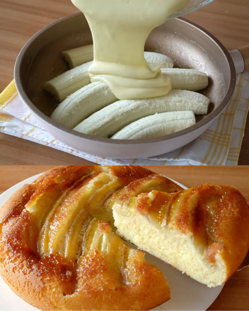 No-Oven Banana Upside-Down Cake finished dish