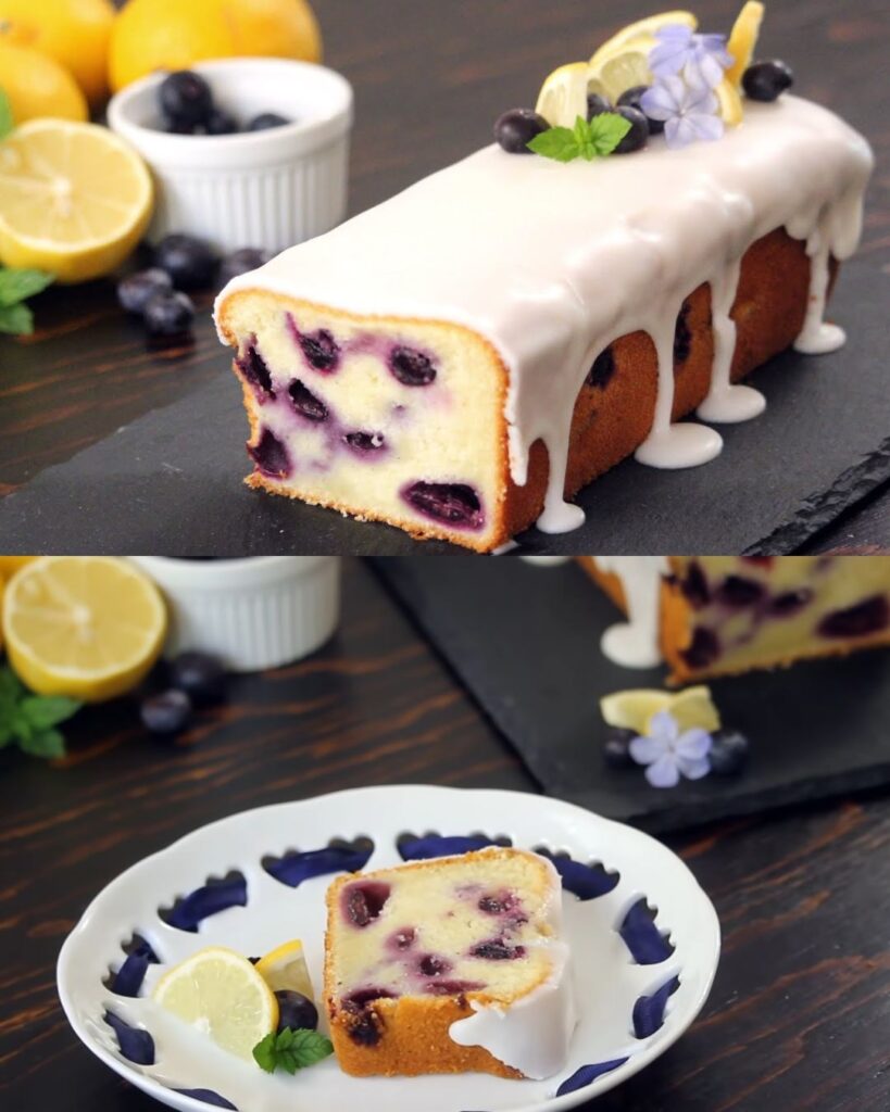 Blueberry Lemon Pound Cake Recipe finished dish