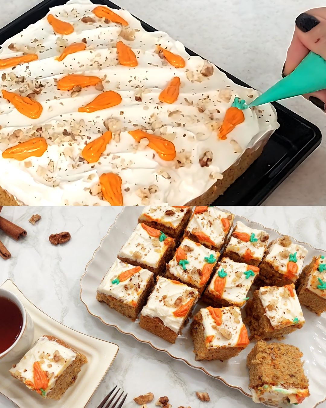 Carrot and walnut cake_Make the delicious homemade carrot and walnut cake with cheese frosting_Cake