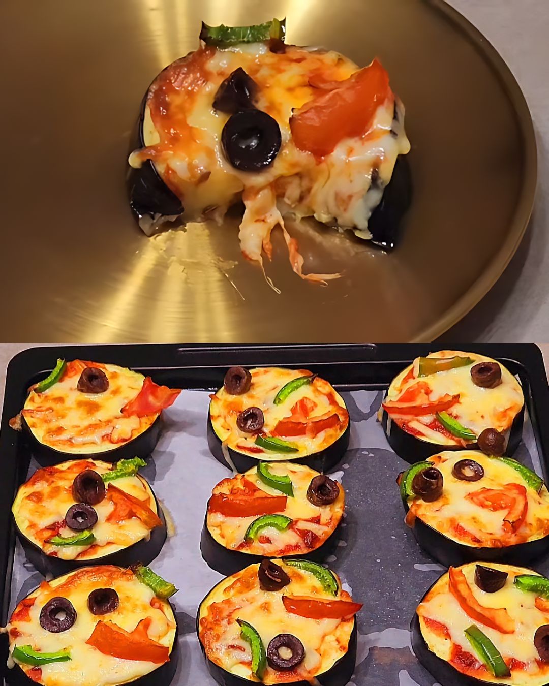 Healthy Mini Eggplant Pizzas (No Flour, No Meat)