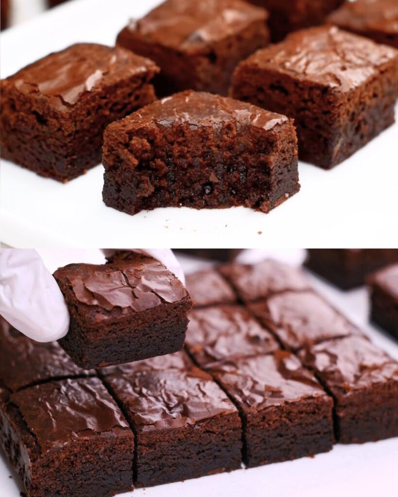 If You Have 1 Egg, No Chocolate, No Butter, No Electric Mixer. Make These Delicious Glossy Brownies. finished dish