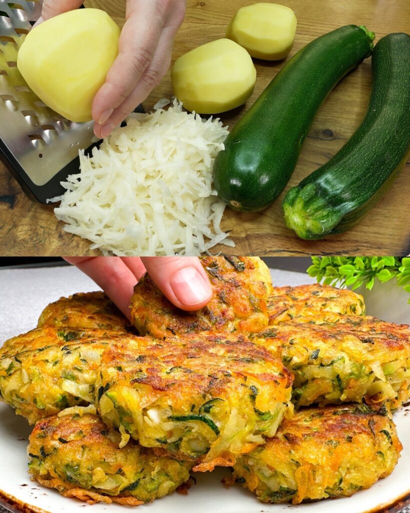 Zucchini and Potato Fritters finished dish