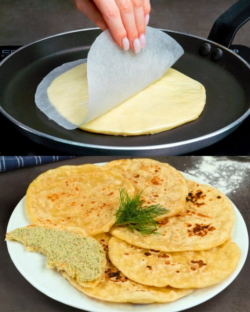 Fluffy Yogurt and Dill Flatbread finished dish