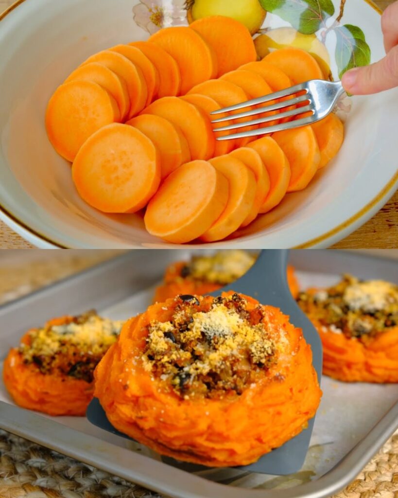 Sweet Potato Nests with Quinoa and Roasted Eggplant