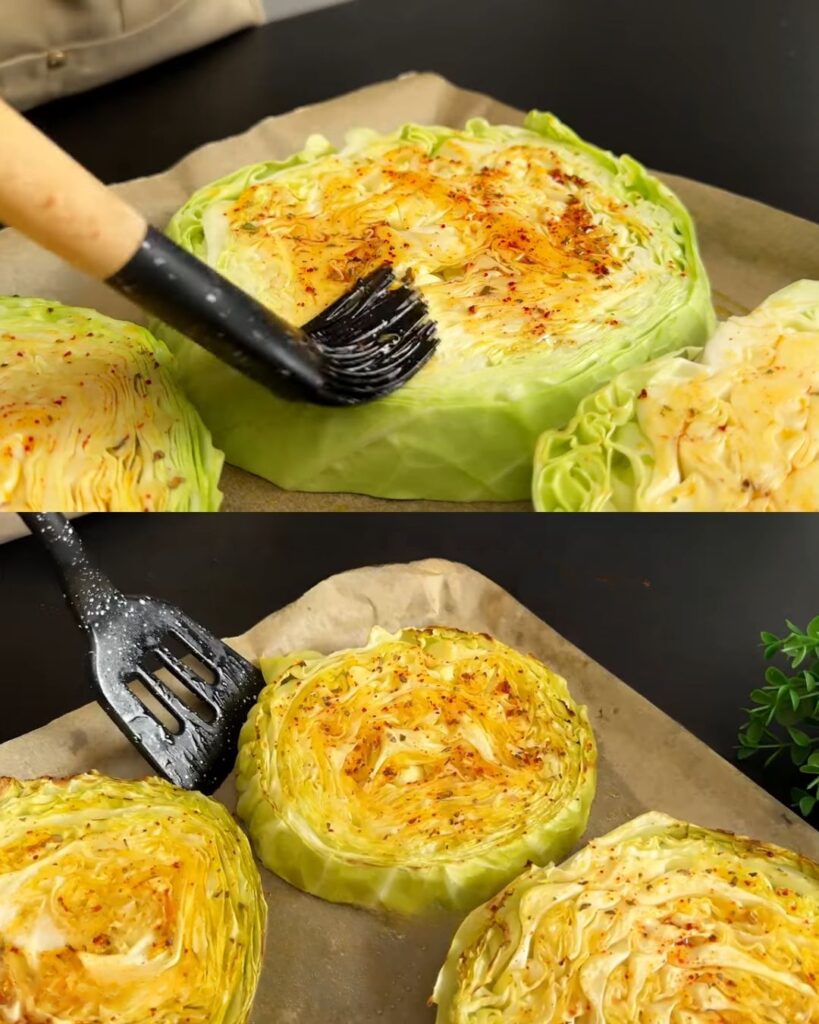 Cheesy Herb Baked Cabbage