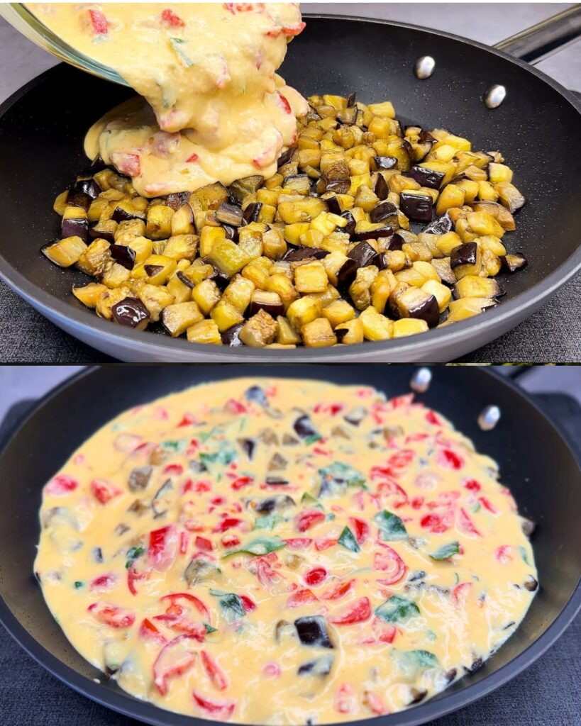 Eggplant, Tomato, and Ricotta Frittata finished dish