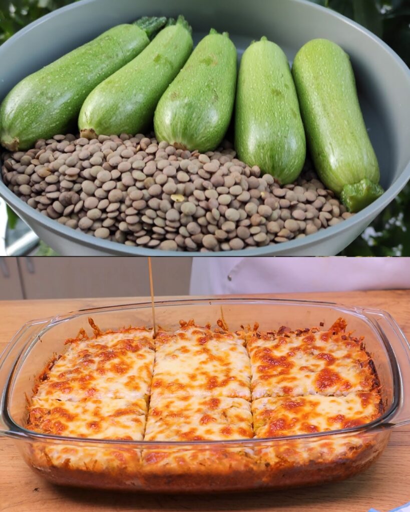 Lentil and Vegetable Casserole with Zucchini and Mozzarella