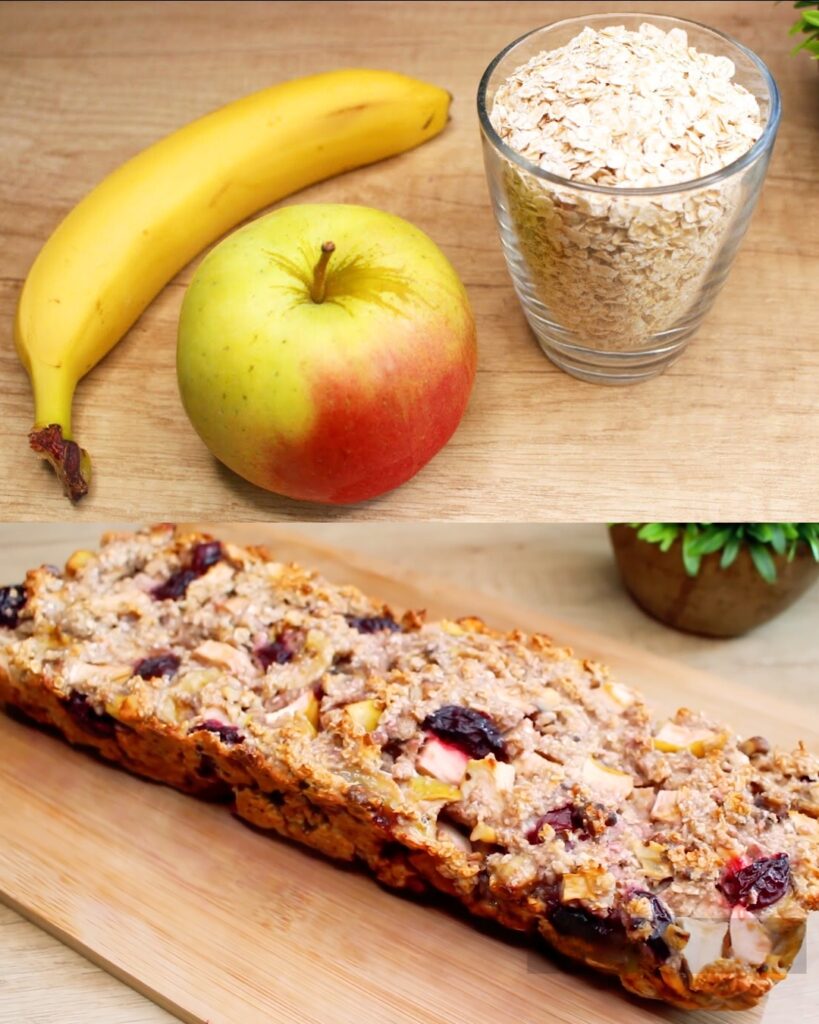 Lazy Morning Oatmeal Bake with Banana, Apple, and Walnuts