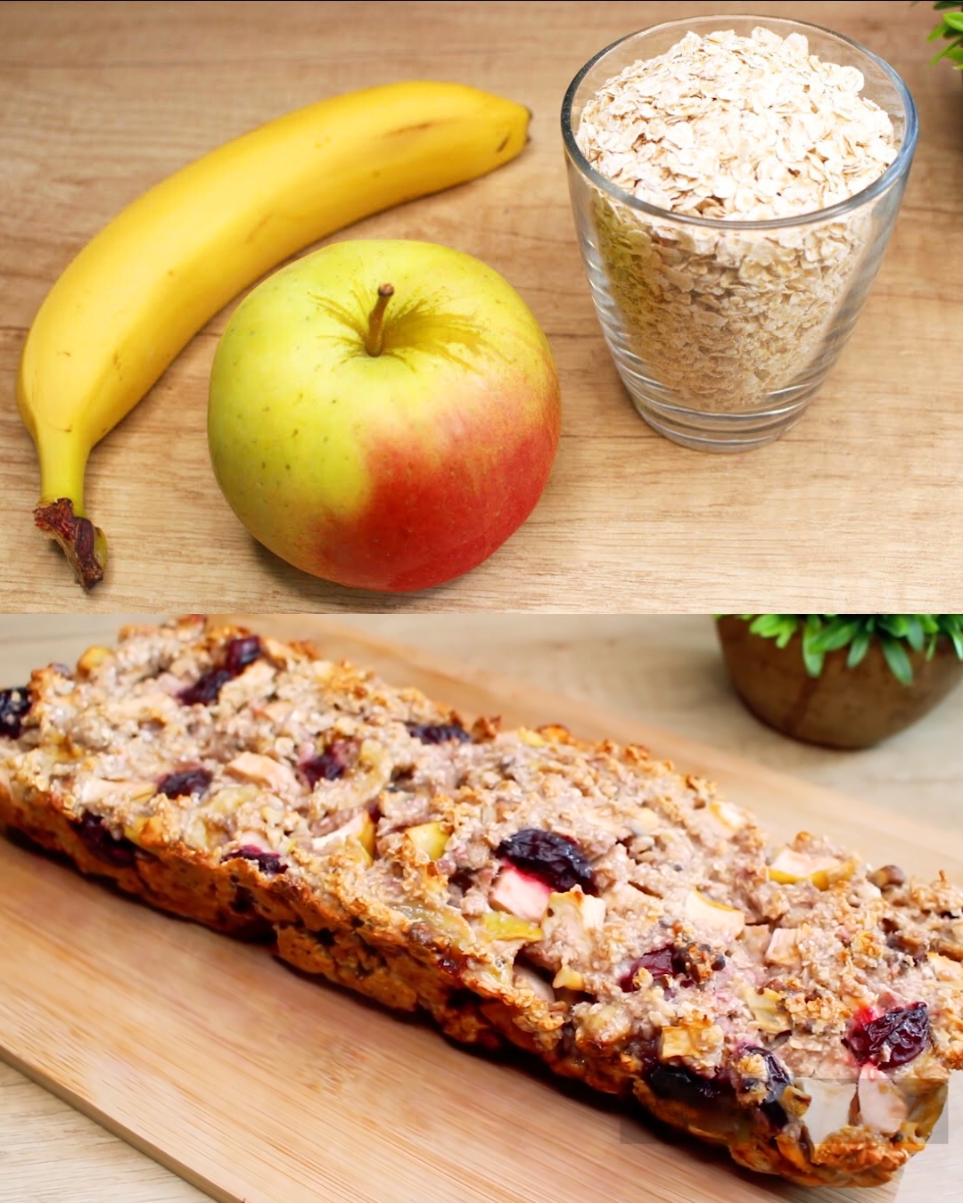 Lazy Morning Oatmeal Bake with Banana, Apple, and Walnuts