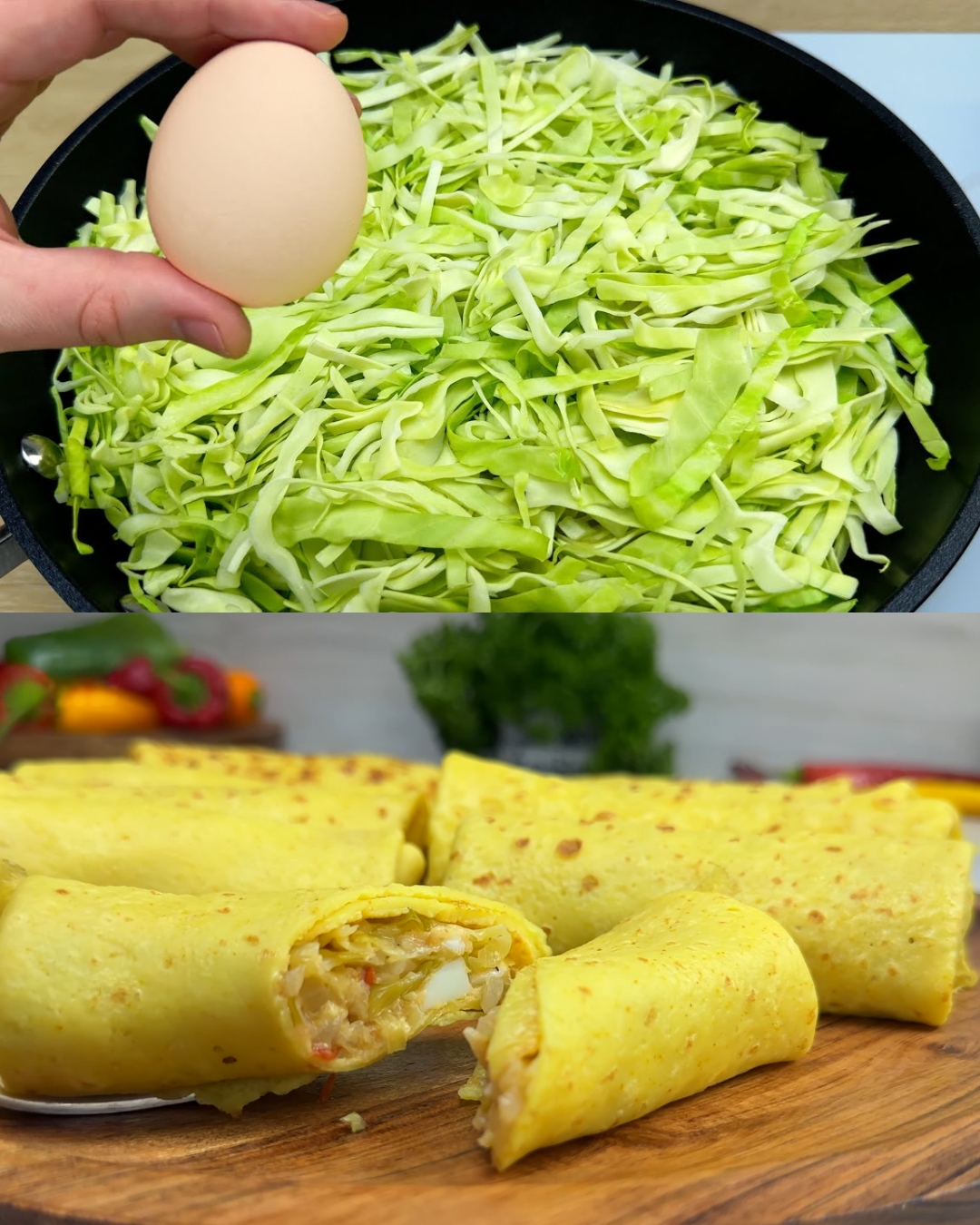 Delicious Cabbage Filling with Thin Pancakes