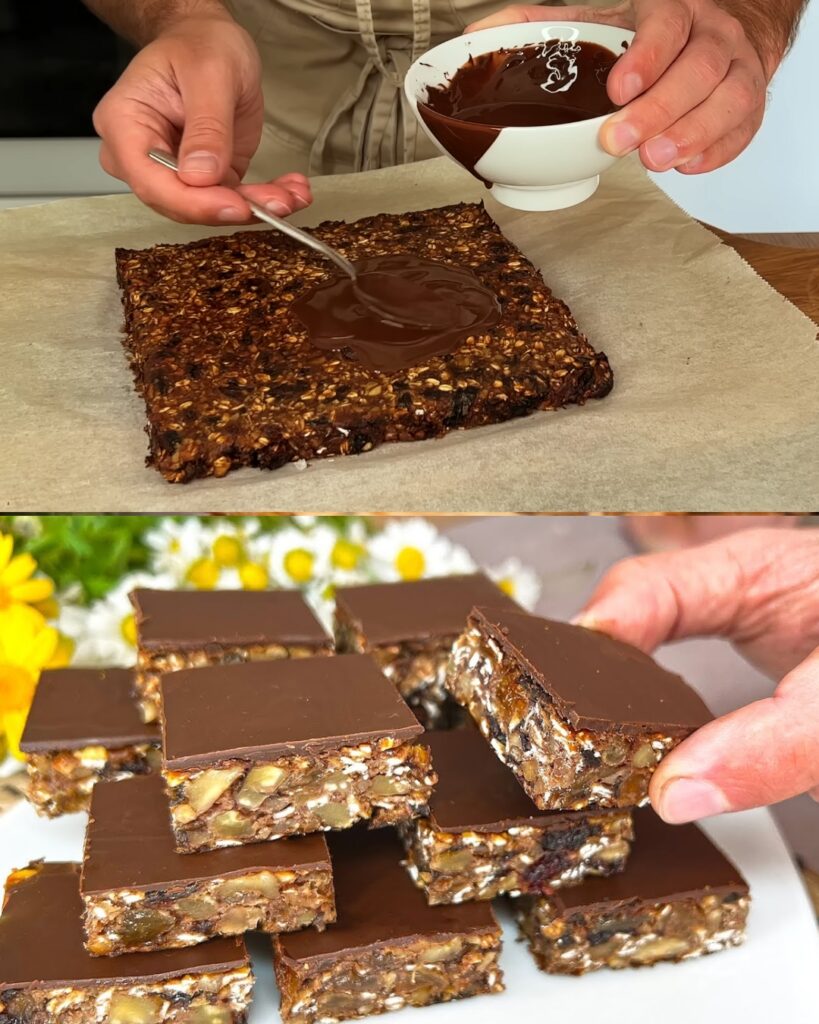 Healthy Banana Oat Bars with Dark Chocolate