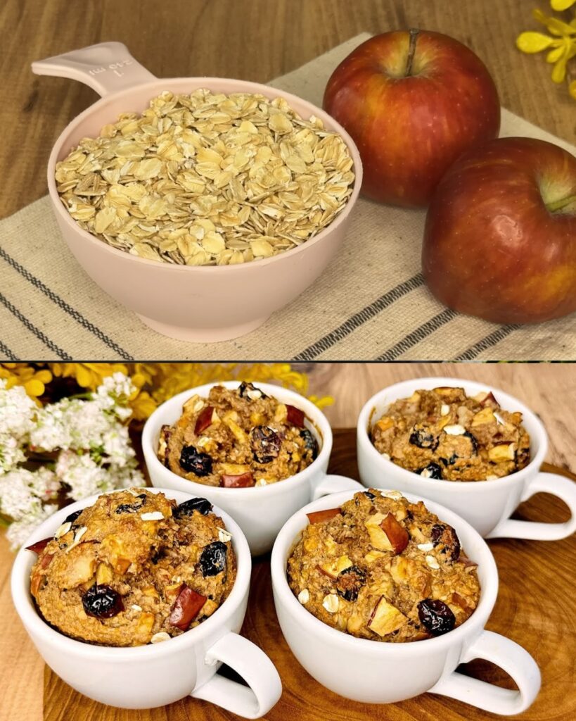 Sugar-Free Oatmeal Mug Cakes with Apples and Walnuts finished dish
