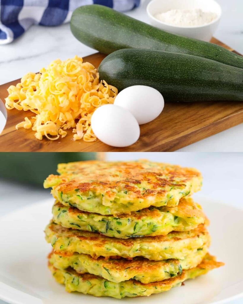 Cheddar Zucchini Fritters finished dish