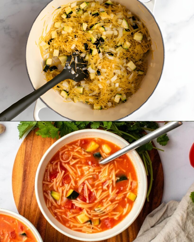 Fideo Soup with Zucchini and Tomatoes
