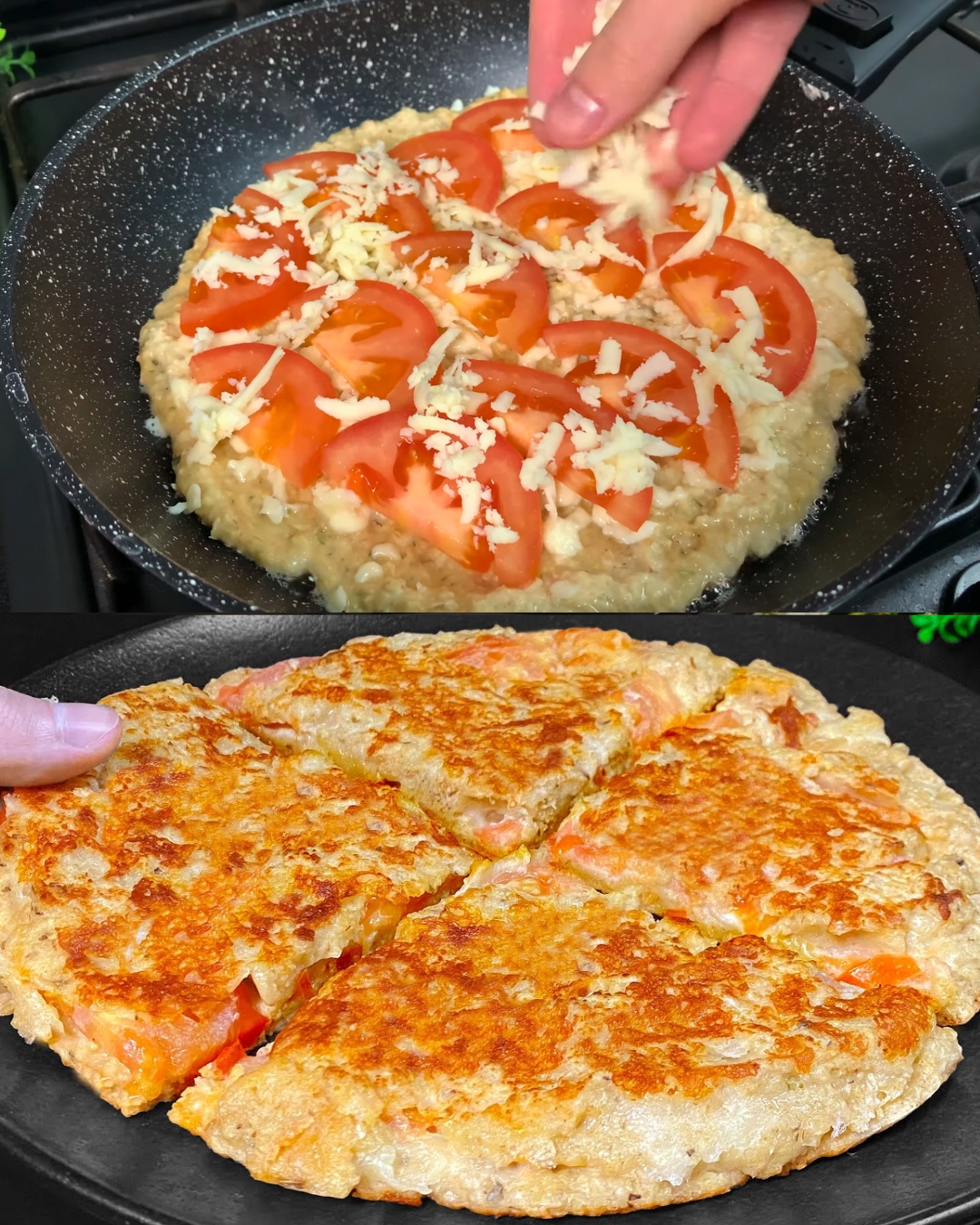 Savory Oatmeal Tomato Mozzarella Pancakes