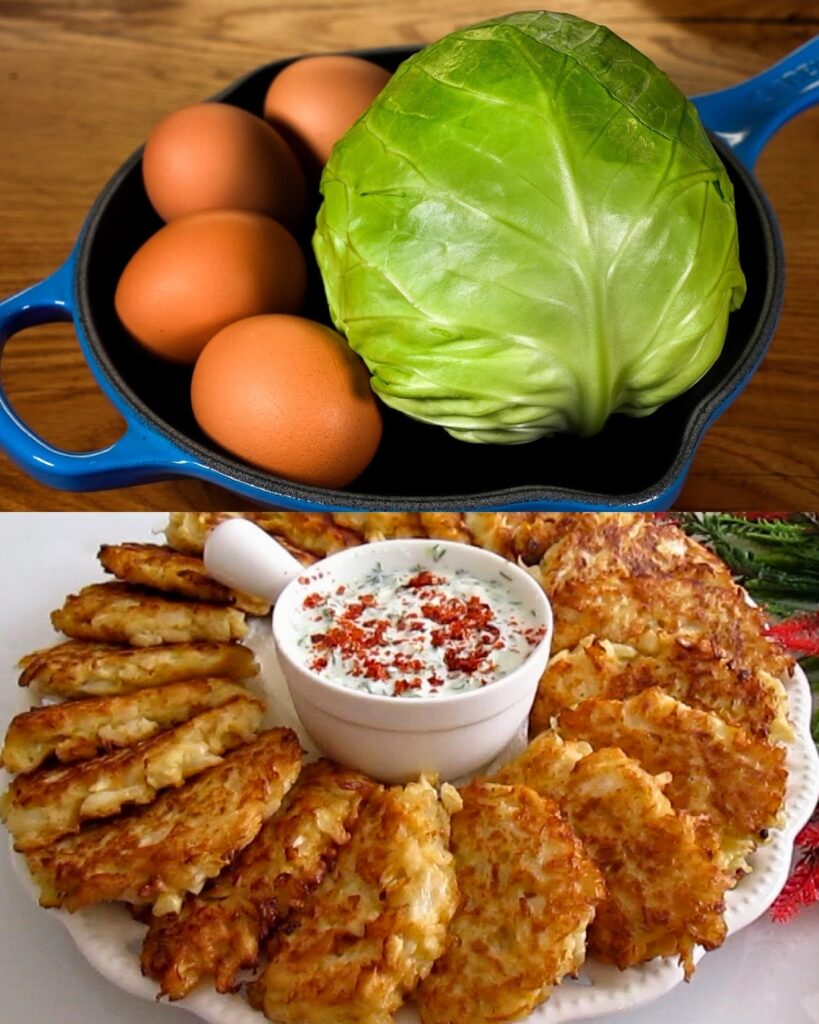 Cabbage Fritters with Yogurt-Dill Sauce
