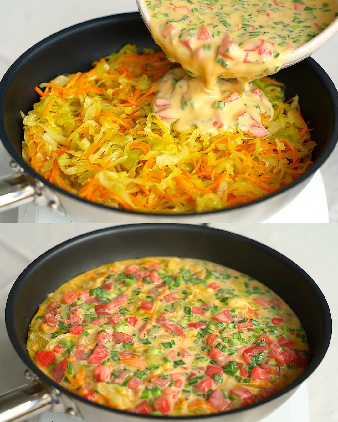 Cabbage and Carrot Stir-Fry with Egg and Yogurt