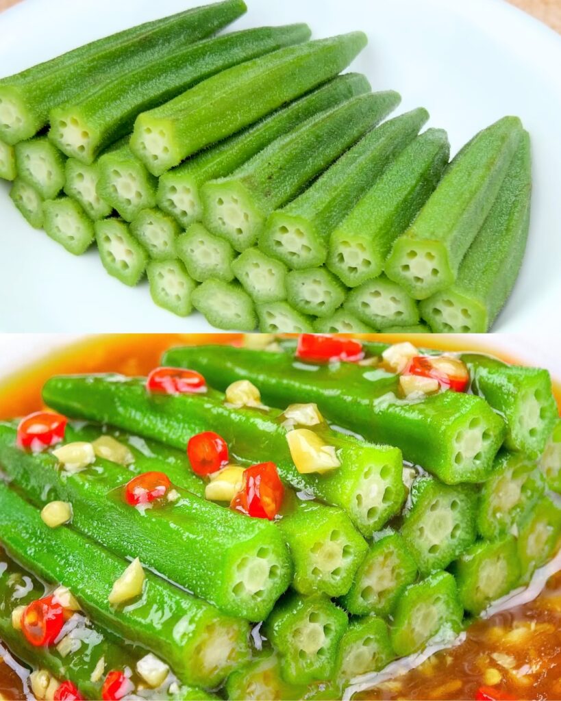 Simple and Delicious Cold Okra finished dish
