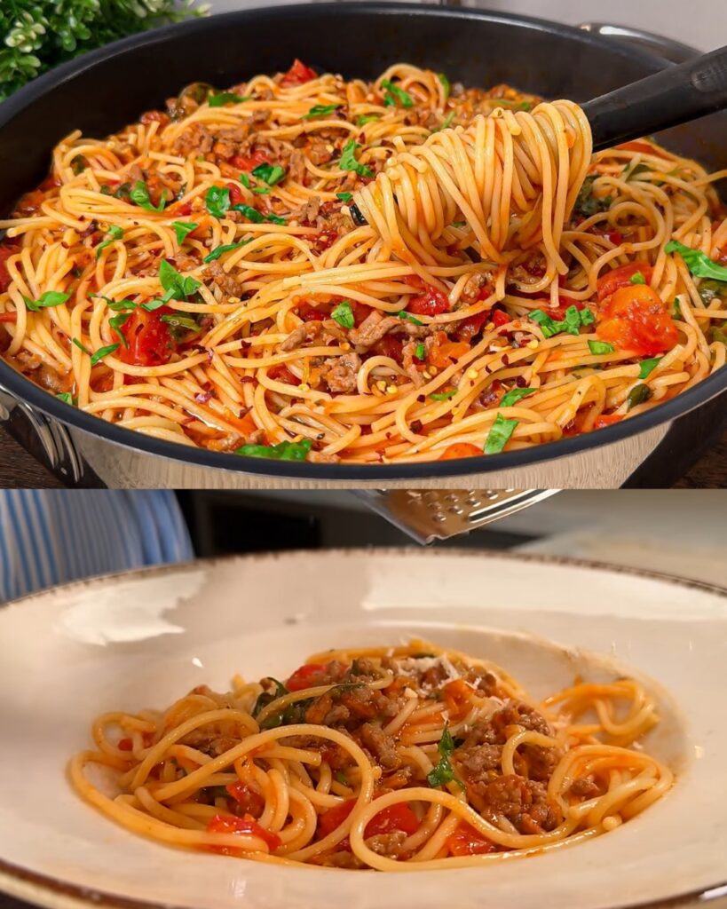 My Favorite Spaghetti Recipe! Incredibly Easy, Quick, and Delicious! Everyone Will Be Amazed! finished dish