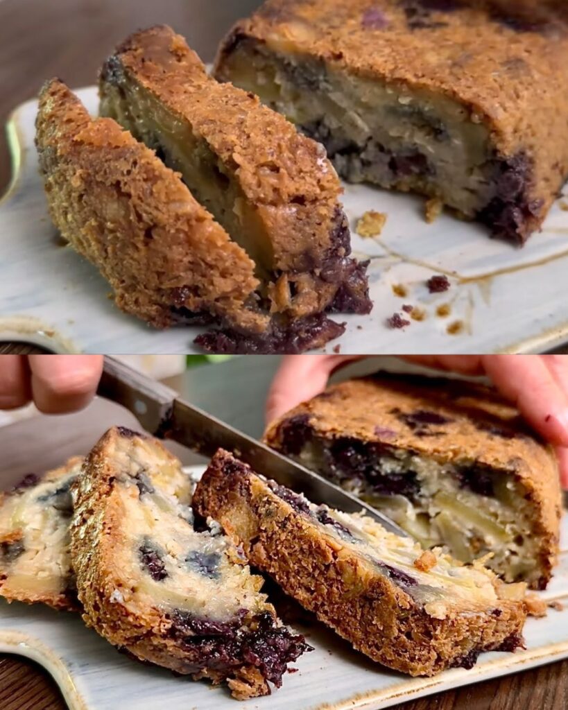 Healthy Oatmeal Cake with Apple and Blueberries