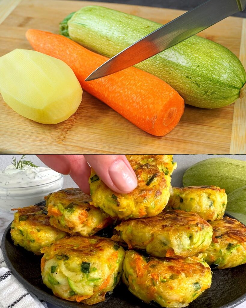 Zucchini and Potato Patties with Garlic Dill Sauce