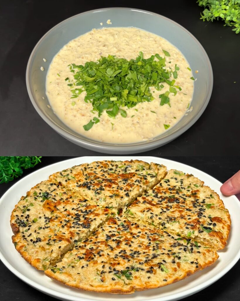 Savory Oatmeal Pancakes with Cheese and Herbs finished dish