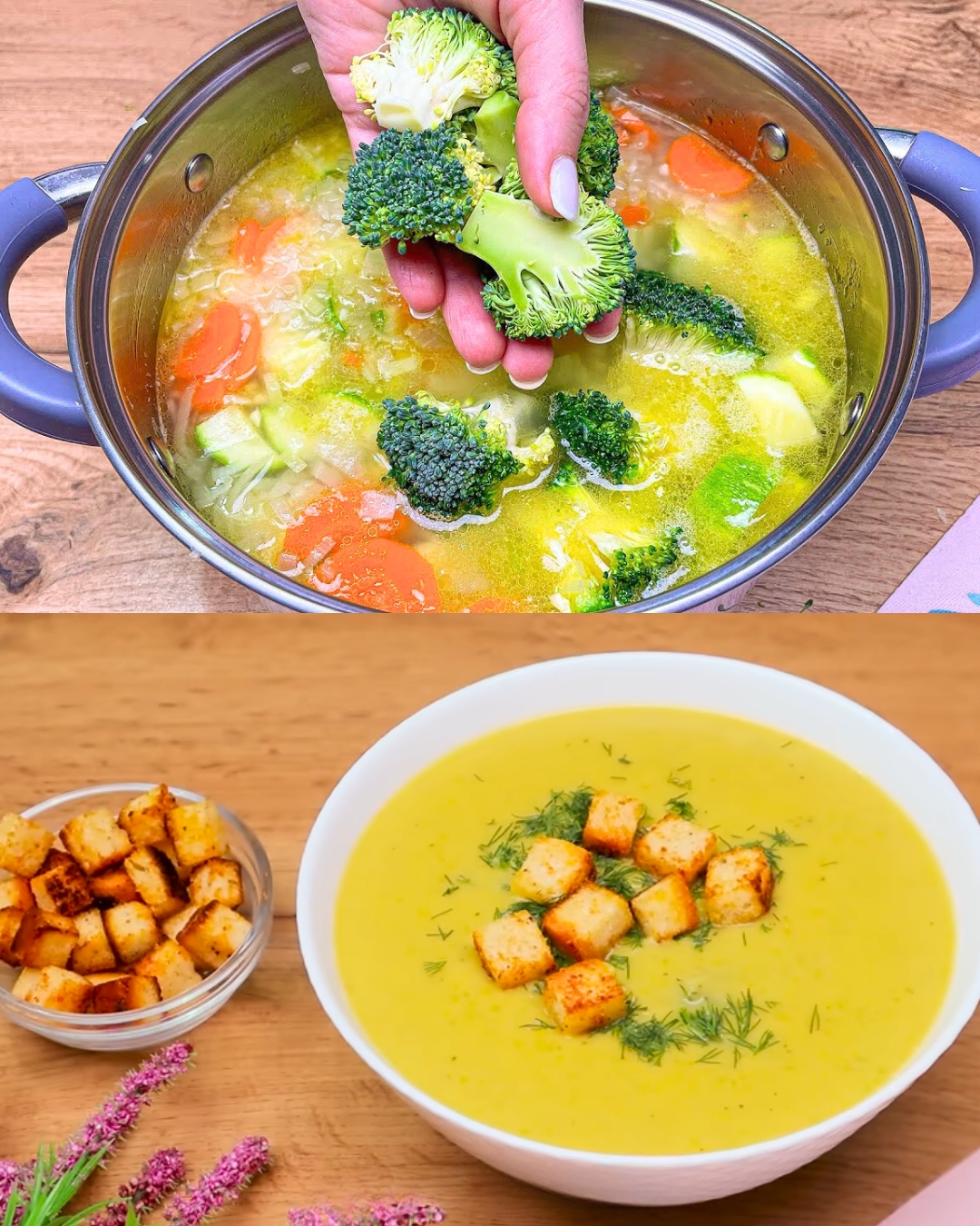 Creamy Vegetable Soup with Ginger and Cheesy Toast