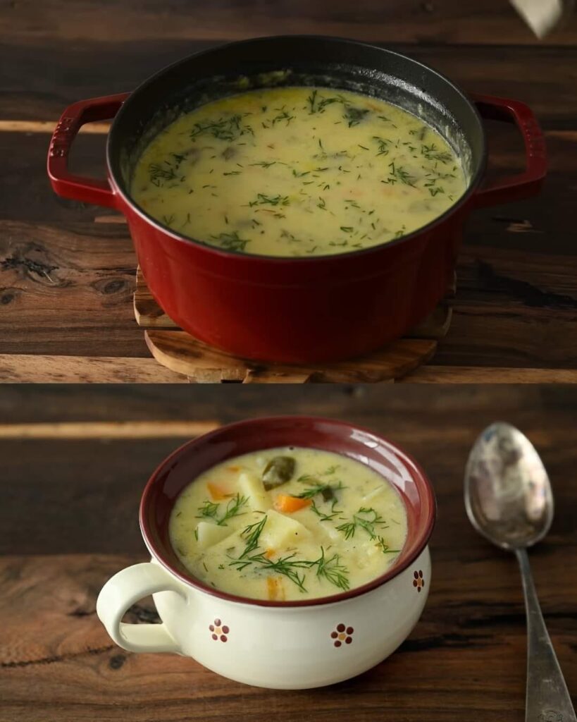 Creamy Dill Pickle Soup finished dish