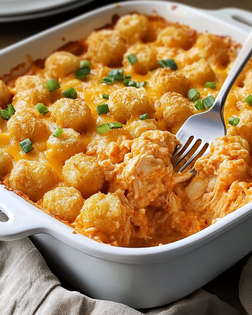 Buffalo Chicken Tater Tot Casserole