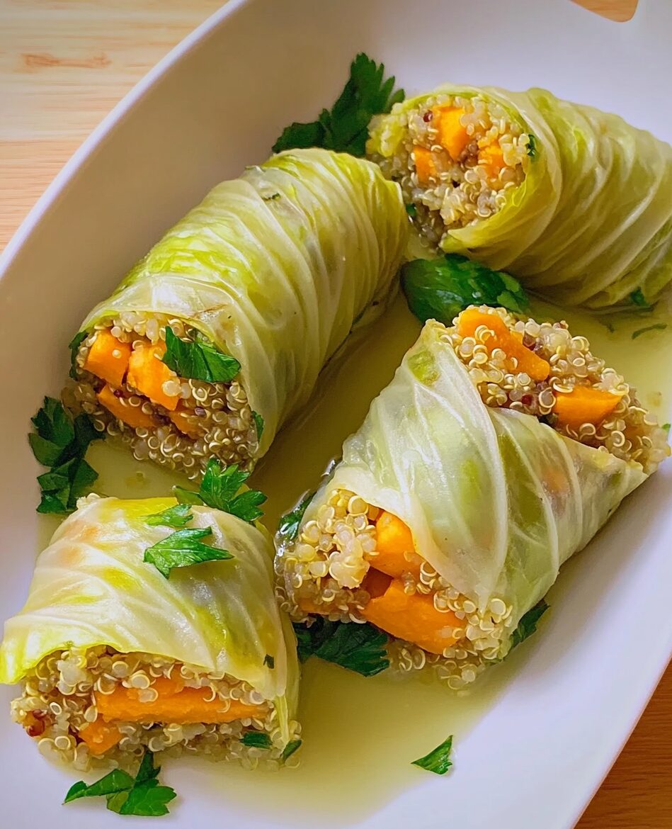 Cabbage Rolls with Sweet Potato and Quinoa Filling