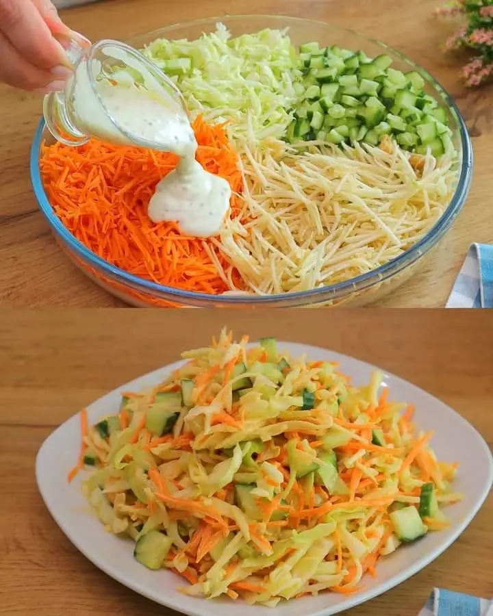 Fresh Vegetable Salad with Tangy Yogurt-Mustard Dressing