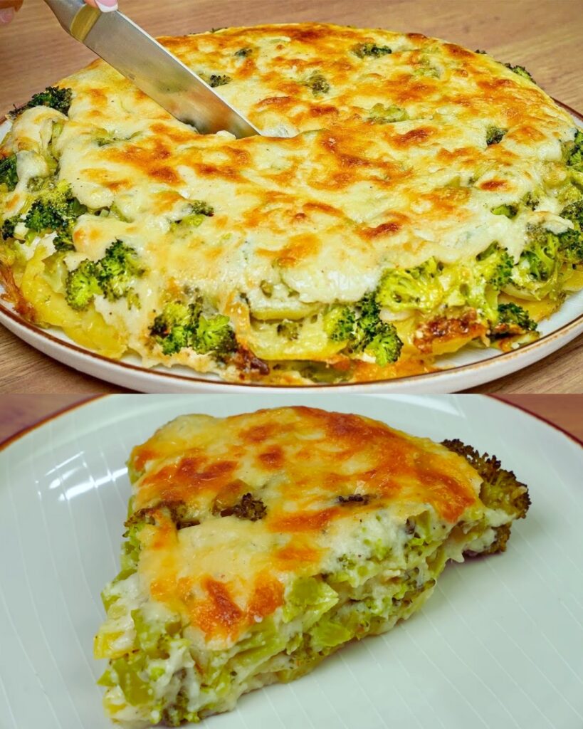 Broccoli and Potato Bake with Creamy Herb Sauce finished dish