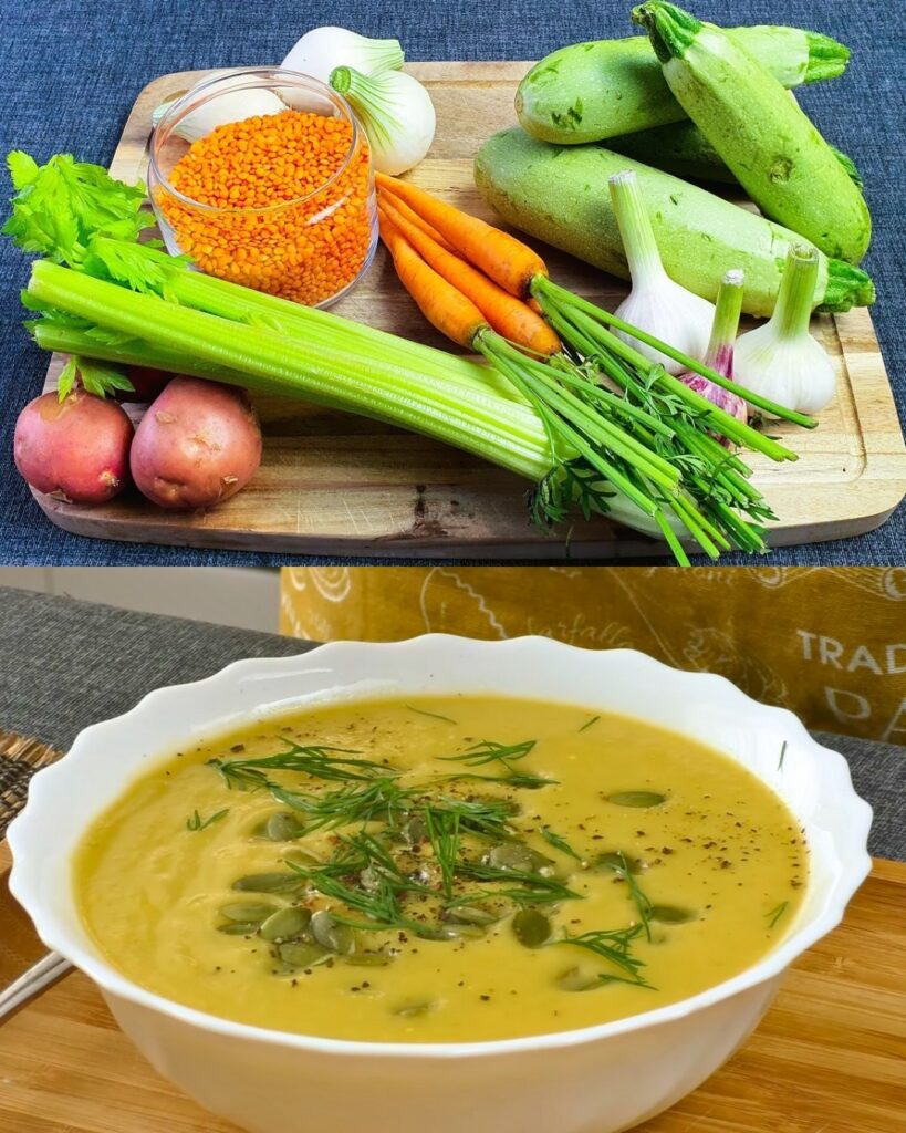 Hearty Red Lentil Soup finished dish