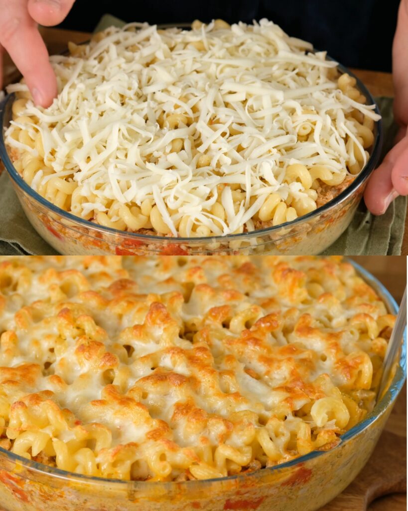 Pasta Casserole with Cream Sauce and Minced Meat