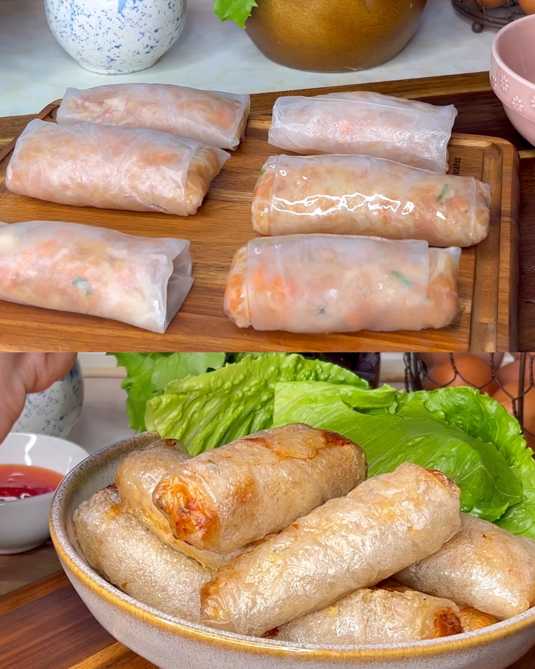 Fresh Chicken and Vegetable Spring Rolls