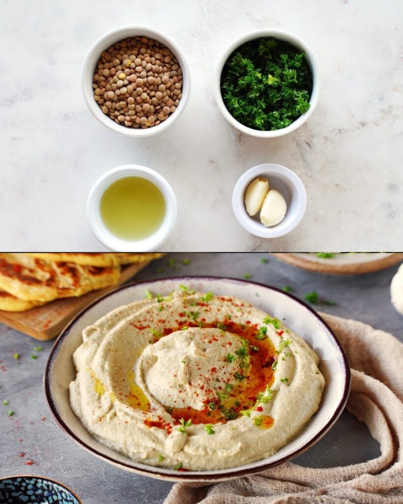 Creamy Lentil Hummus finished dish