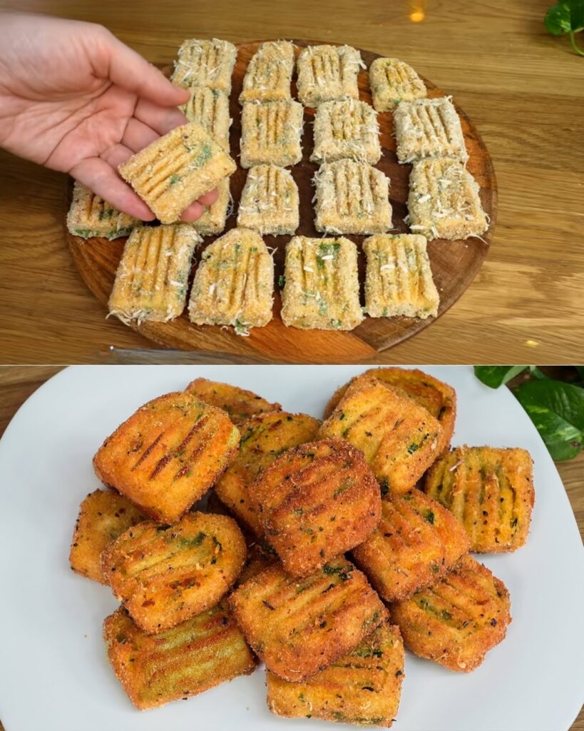 Potato and Egg Fritters with Basil and Parmesan finished dish