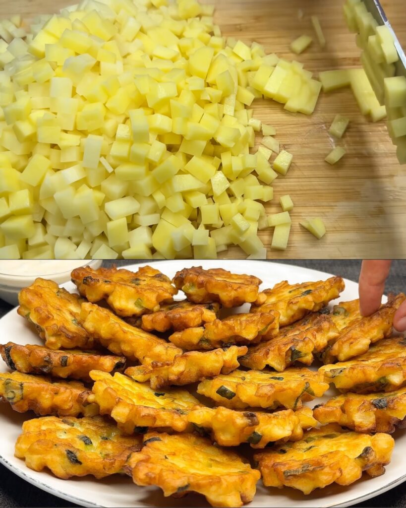 Golden Potato Fritters with Zucchini and Yogurt Sauce finished dish