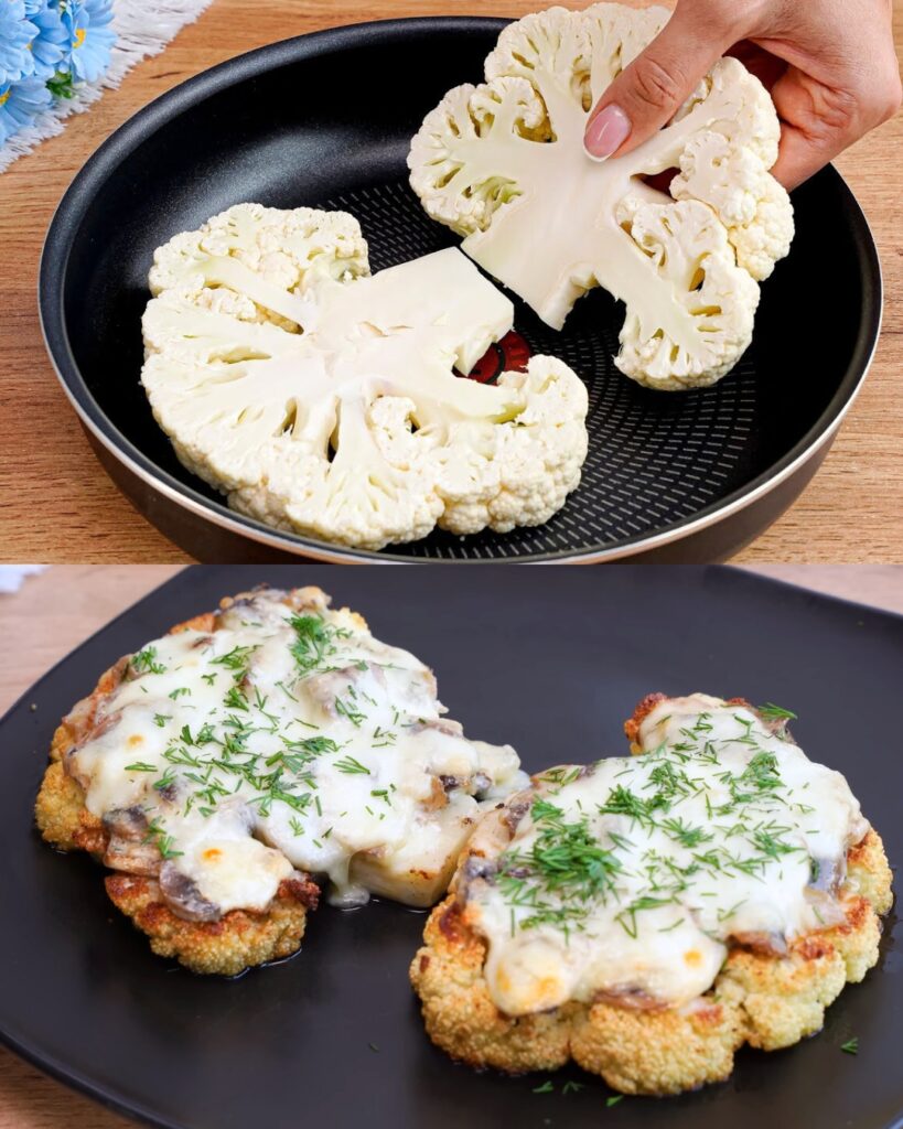 Cauliflower Steak with Mushrooms Recipe
