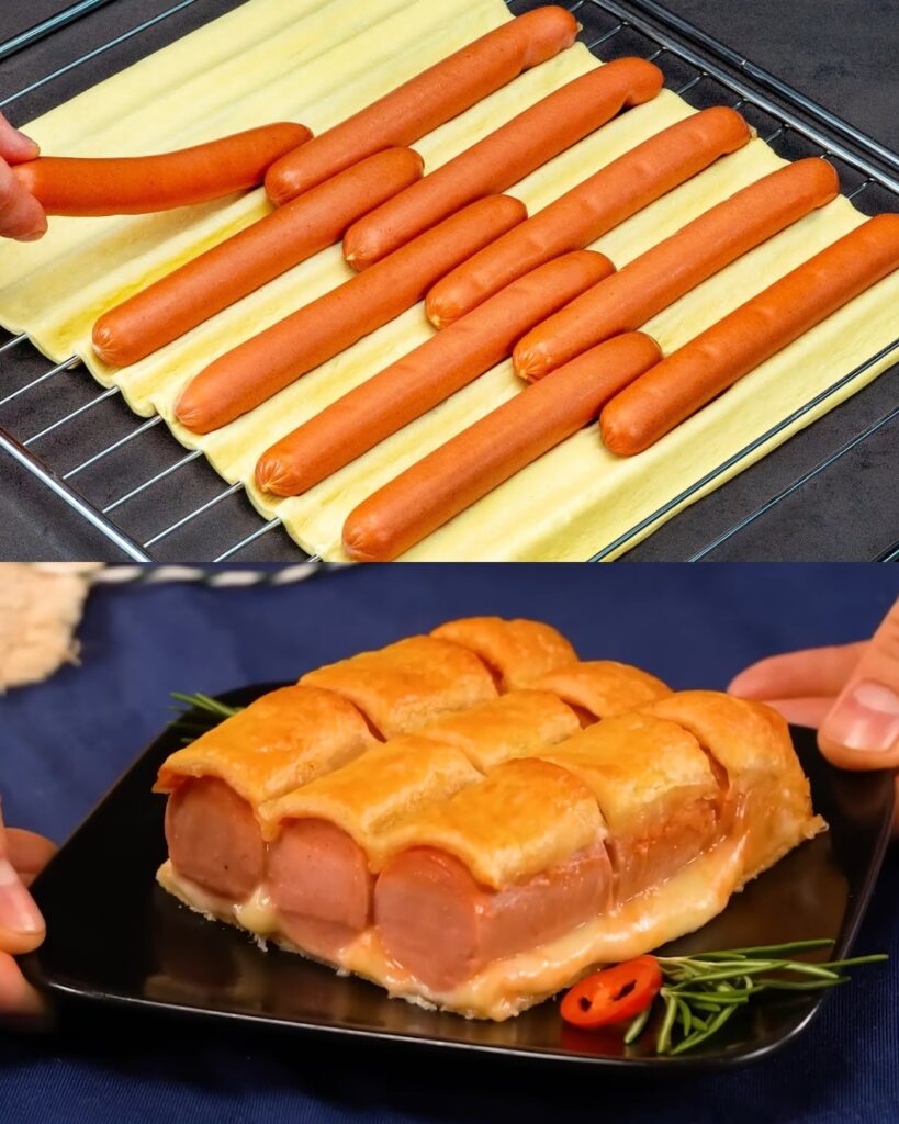 Cheesy Sausage Puff Pastry Rolls