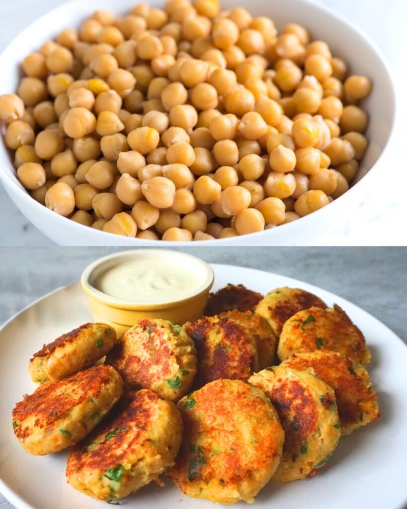 Chickpea Patties with Vegan Yogurt Sauce